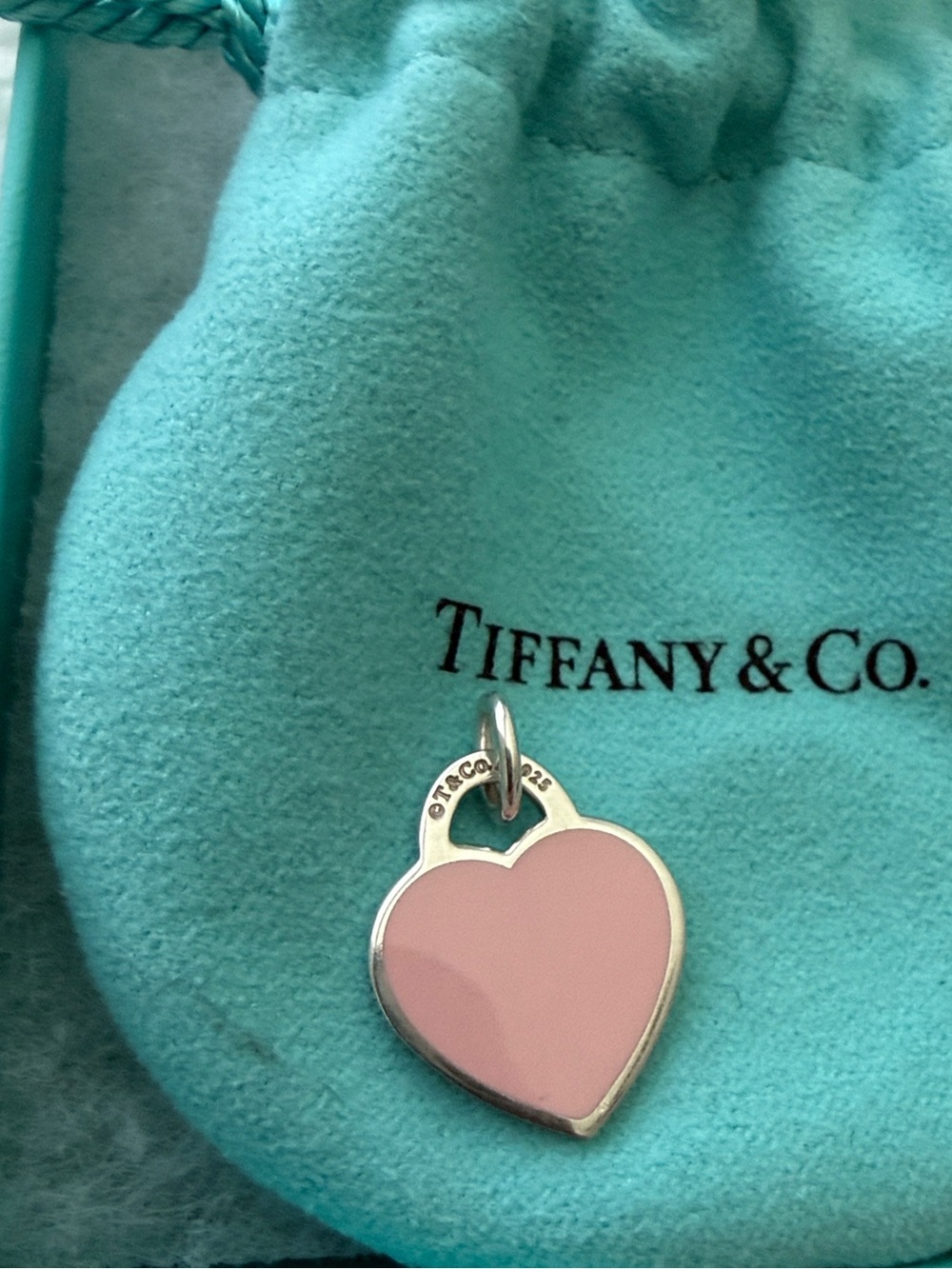 Tiffany & Co. Blush Pink Enamel Heart Charm Pendant